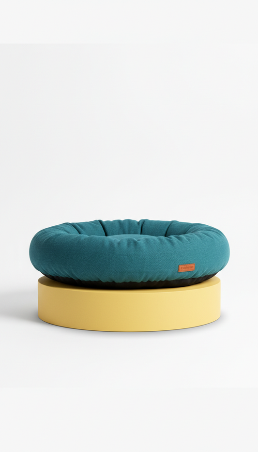 Organic cotton cat bed in turquoise
